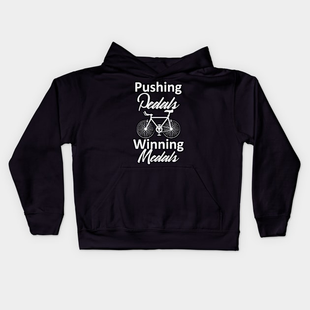 Bicycle Pedals Winning Medals | Biking Cyclist Kids Hoodie by DesignatedDesigner